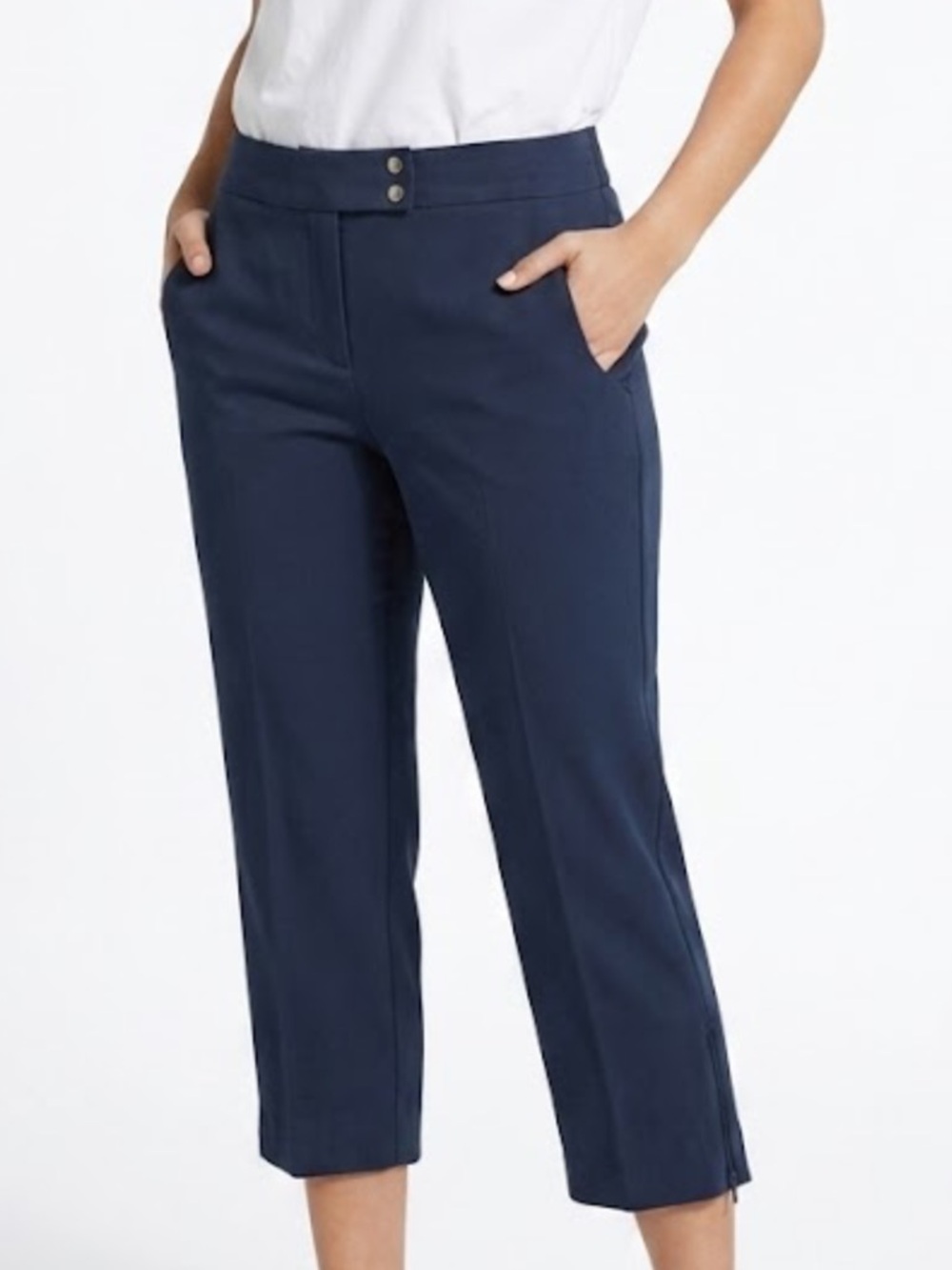 Comfort Stretch Navy Cropped Pull-On Pants